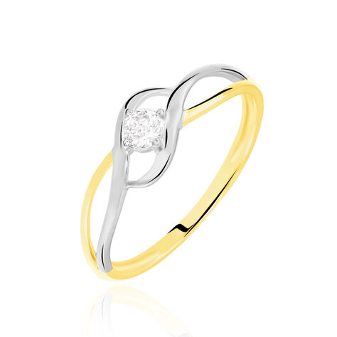 Bague Croise Or Bicolore Oxyde De Zirconium - Bagues solitaires Femme | Histoire d’Or