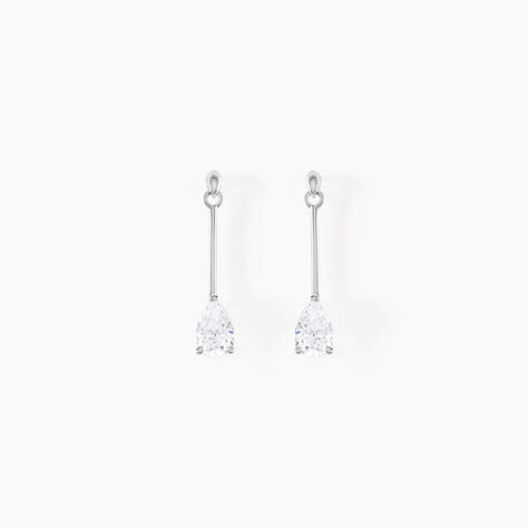 Boucles D'oreilles Pendantes Goutte Or Blanc Oxyde De Zirconium - Boucles d'oreilles pendantes Femme | Histoire d&rsquo;Or