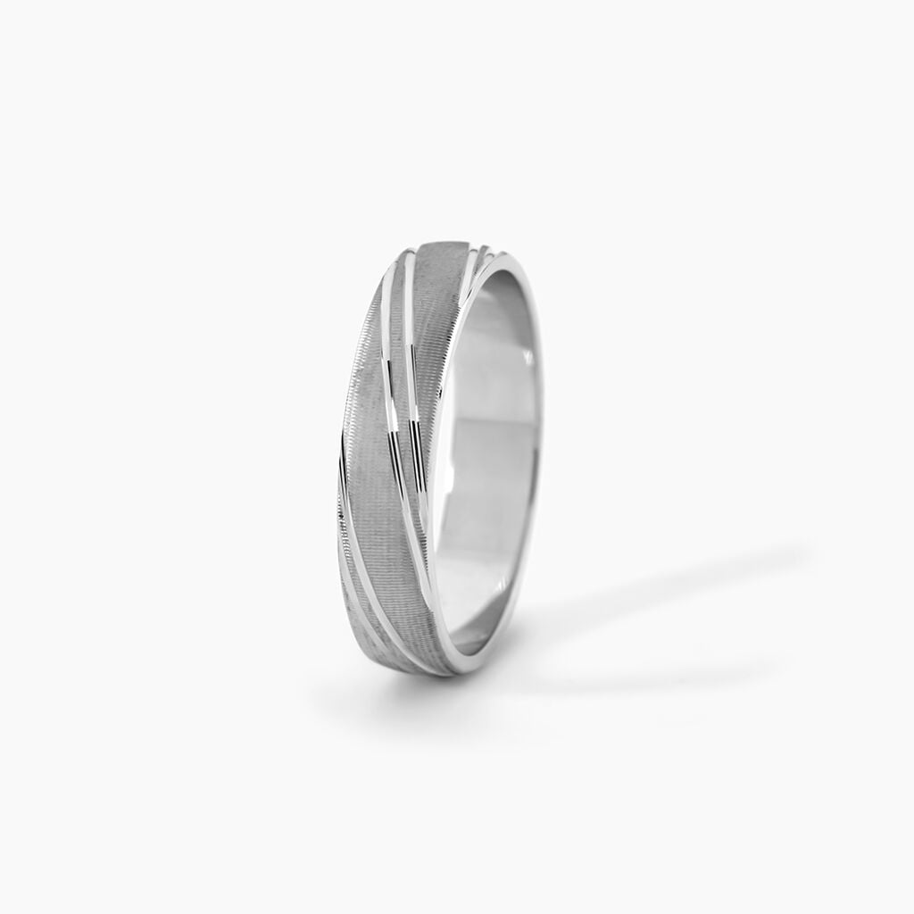 Alliance Ketly Argent Blanc - Alliances demi-jonc Homme | Histoire d&rsquo;Or