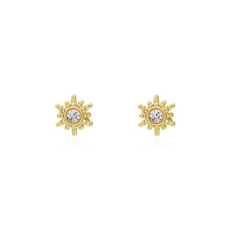 Boucles D'oreilles Puces Eirian Plaqué Or Jaune Oxyde De Zirconium - Boucles d'Oreilles Etoile Femme | Histoire d’Or