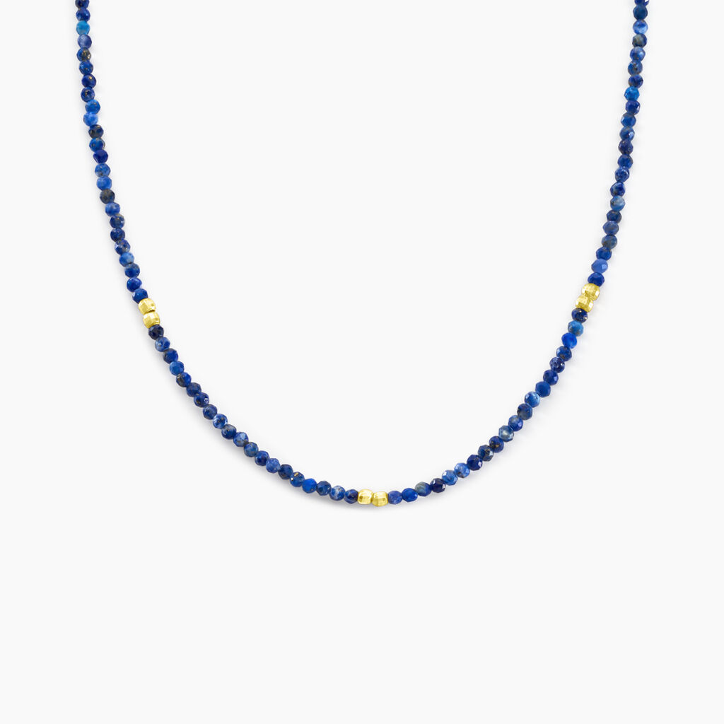 Collier Cyclades Argent Jaune Lapis Lazuli - Ras de cou Femme | Histoire d’Or