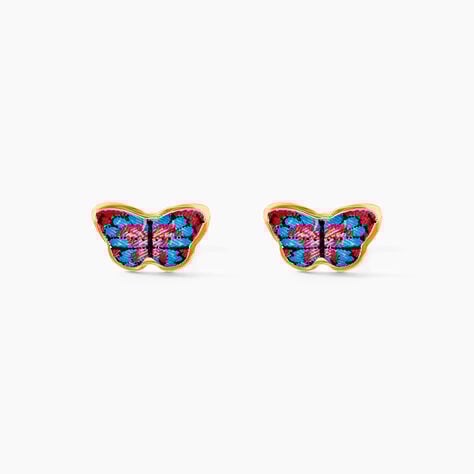 Boucles D'oreilles Puces Aurida Papillon Or Jaune - Clous d'oreilles Enfant | Histoire d&rsquo;Or