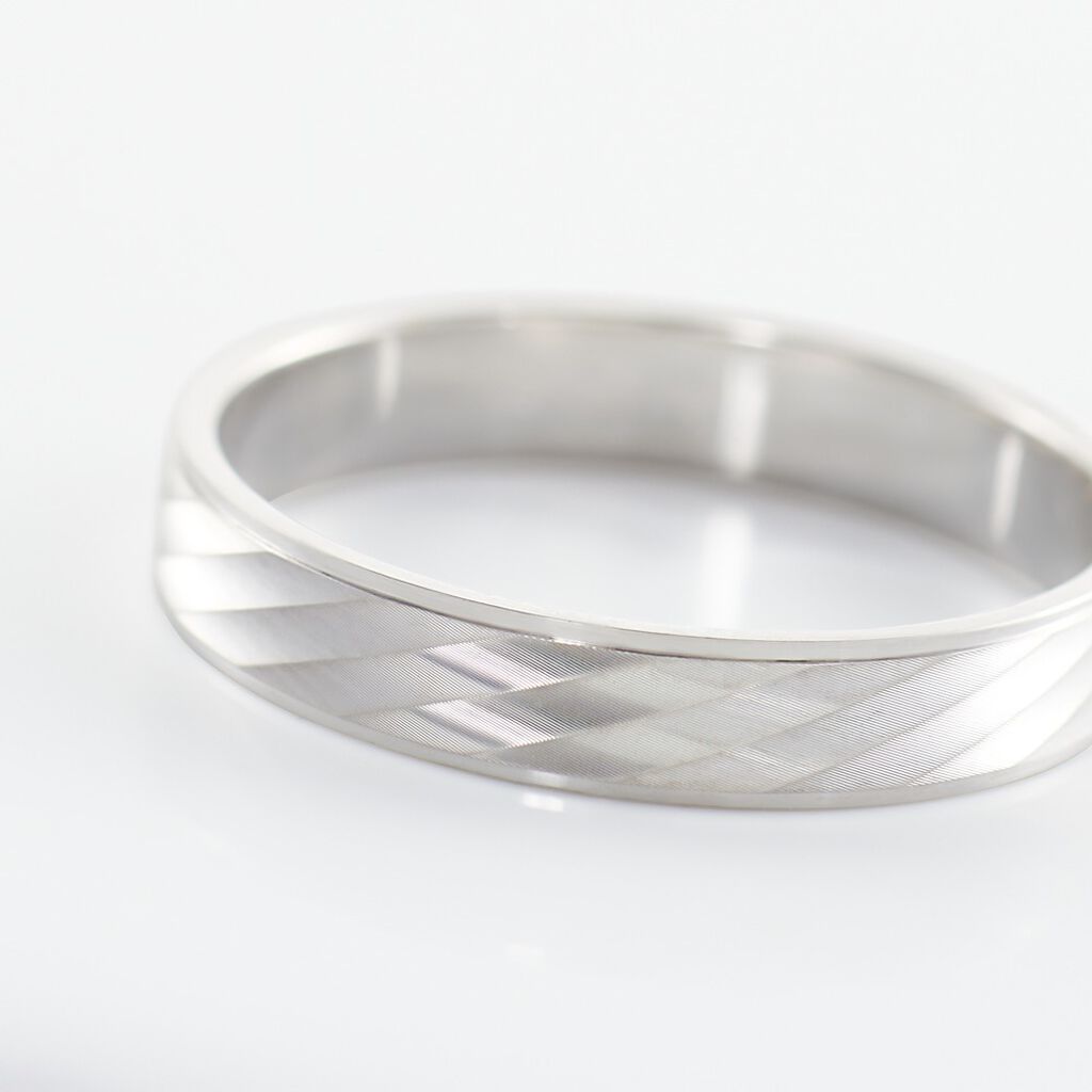 Alliance Marcello Ruban Plat Or Blanc - Alliances Unisex | Histoire d&rsquo;Or