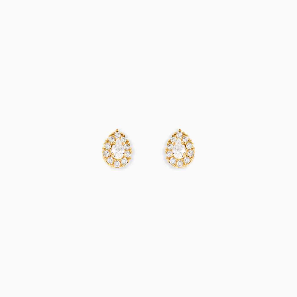 Boucles D'Oreilles Puces Pilvi Or Jaune Oxyde De Zirconium - Clous d'oreilles Femme | Histoire d&rsquo;Or