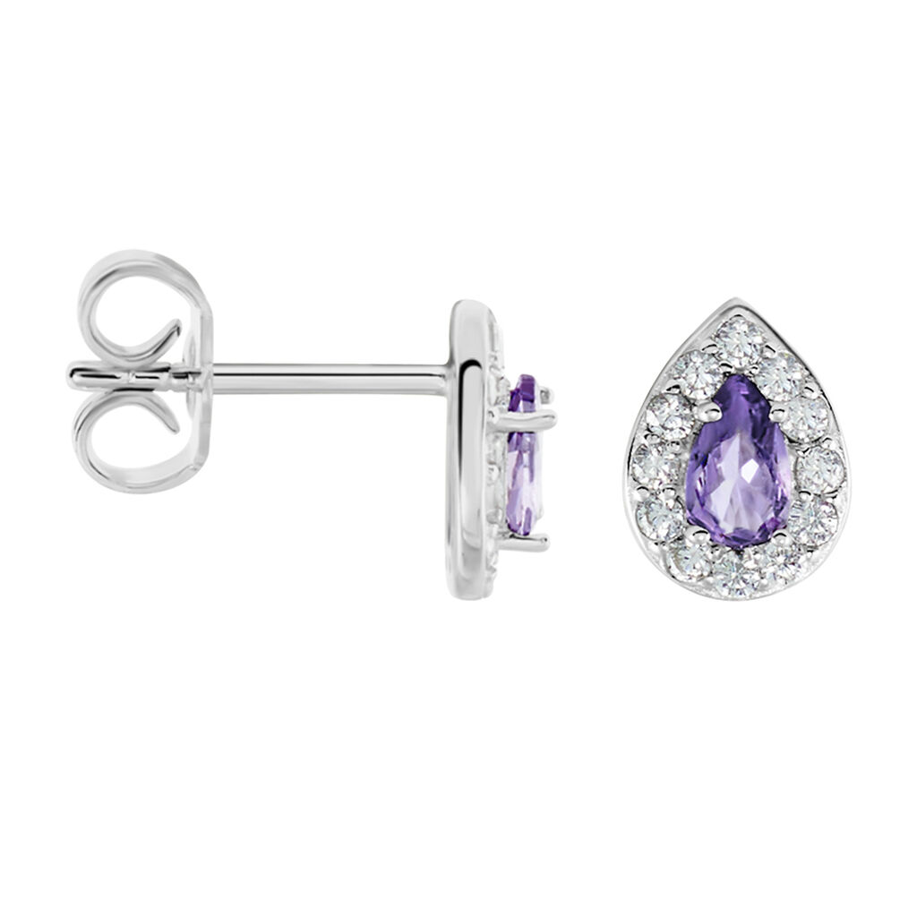 Boucles D'oreilles Puces Argent Blanc Tania Oxydes De Zirconium - Boucles d'oreilles fantaisie Femme | Histoire d’Or