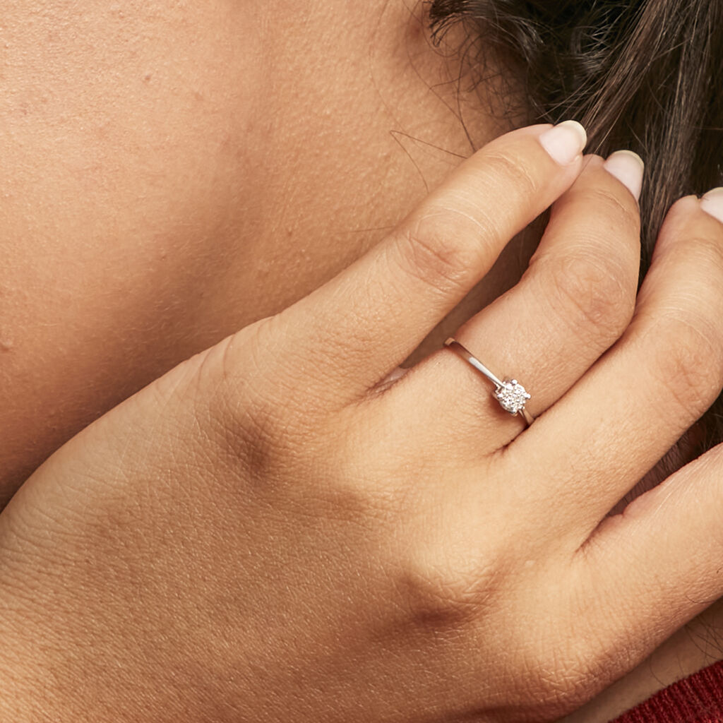Bague Sandrine Or Blanc Diamant - Bagues avec pierre Femme | Histoire d’Or