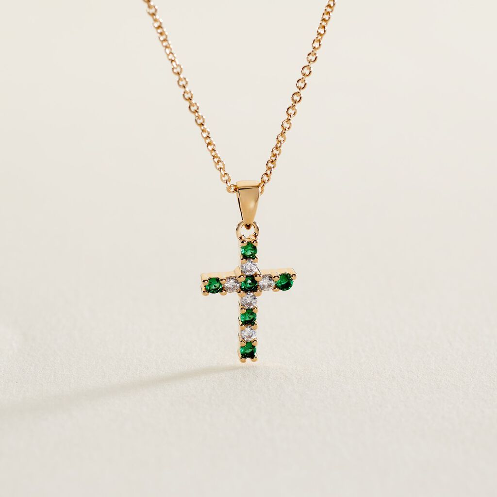 Collier Plaqu&eacute; Or Gaea Pierre Synth&eacute;tique - Colliers Femme | Histoire d&rsquo;Or