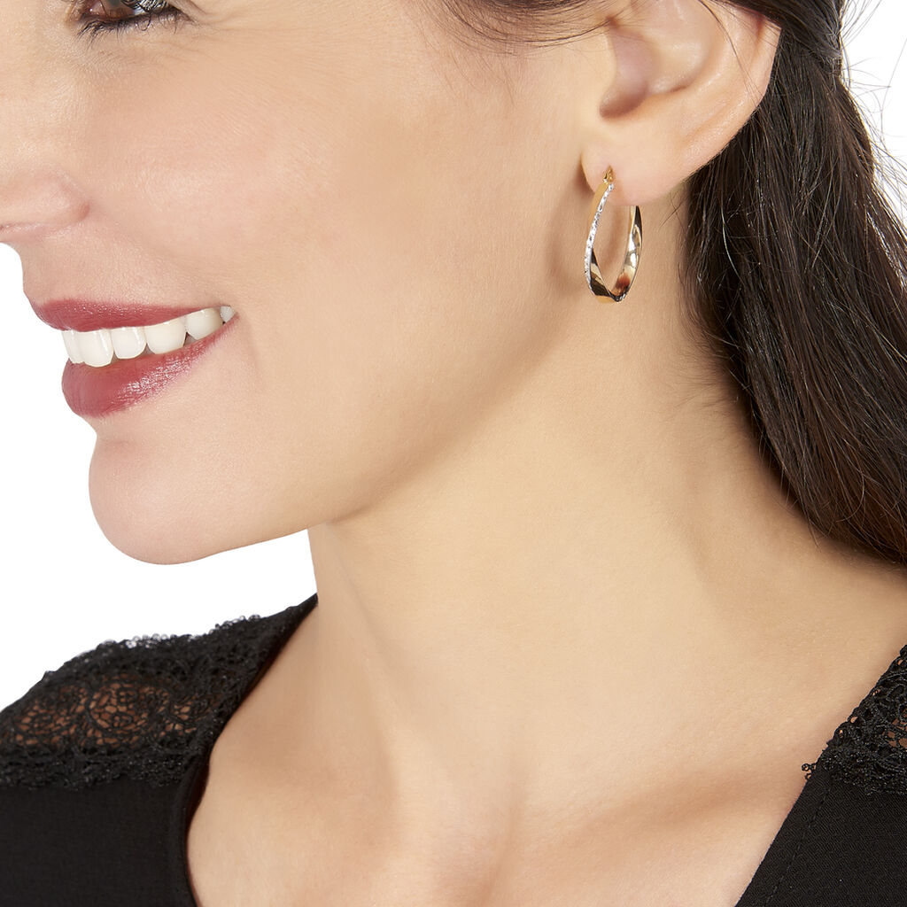 Cr&eacute;oles Doralynne Or Bicolore - Boucles d'oreilles cr&eacute;oles Femme | Histoire d&rsquo;Or