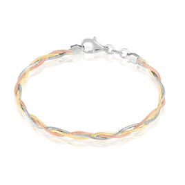 Bracelet Elae Maille Tresse Argent Tricolore - Bracelets chaîne Femme | Histoire d’Or