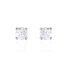 Boucles D'oreilles Puces 4 Griffes Or Blanc Diamant Synthetique - Clous d'oreilles Femme | Histoire d’Or