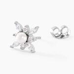 Boucles D'oreilles Puces Rhoda Argent Blanc Perle De Culture Oxyde - Boucles d'oreilles fantaisie Femme | Histoire d&rsquo;Or
