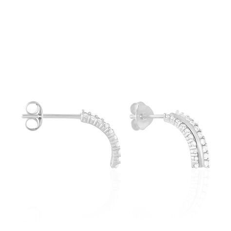 Créoles Sophie Rondes Argent Blanc Oxyde De Zirconium - Boucles d'oreilles créoles Femme | Histoire d’Or