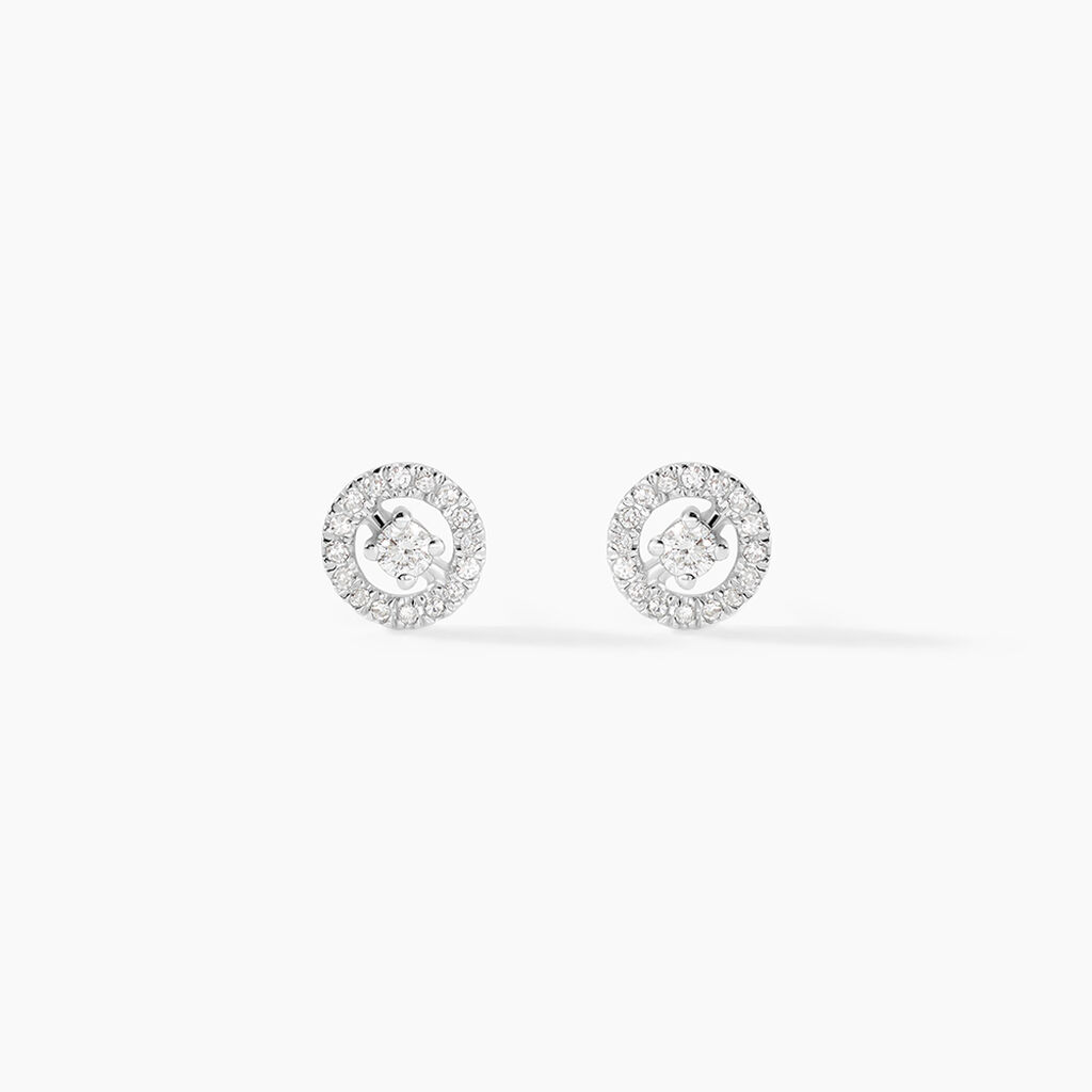 Boucles D'oreilles Puces Domitia Or Blanc Diamant - Clous d'oreilles Femme | Histoire d&rsquo;Or
