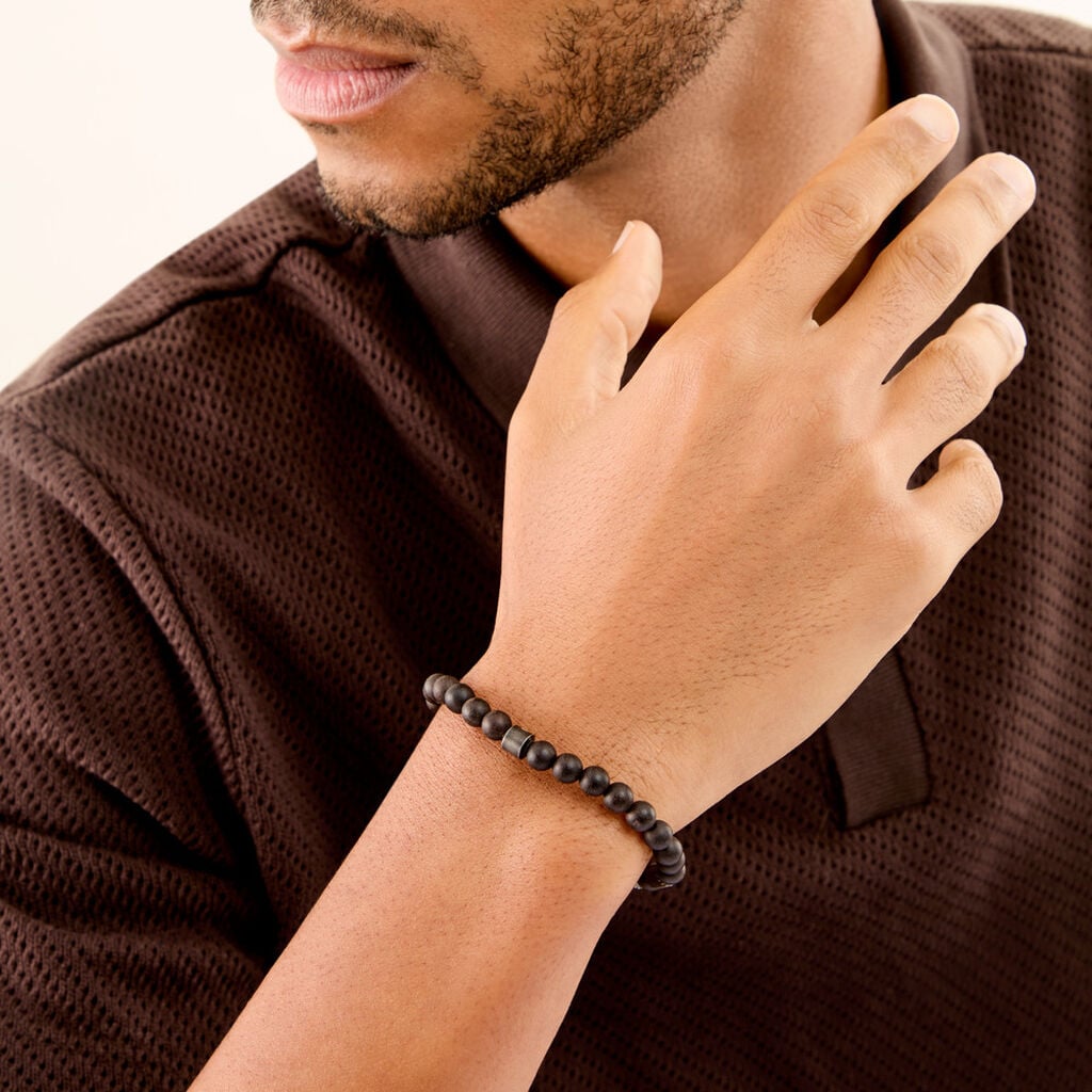 Bracelet Naturel Acier Noir - Bracelets fantaisie Homme | Histoire d&rsquo;Or