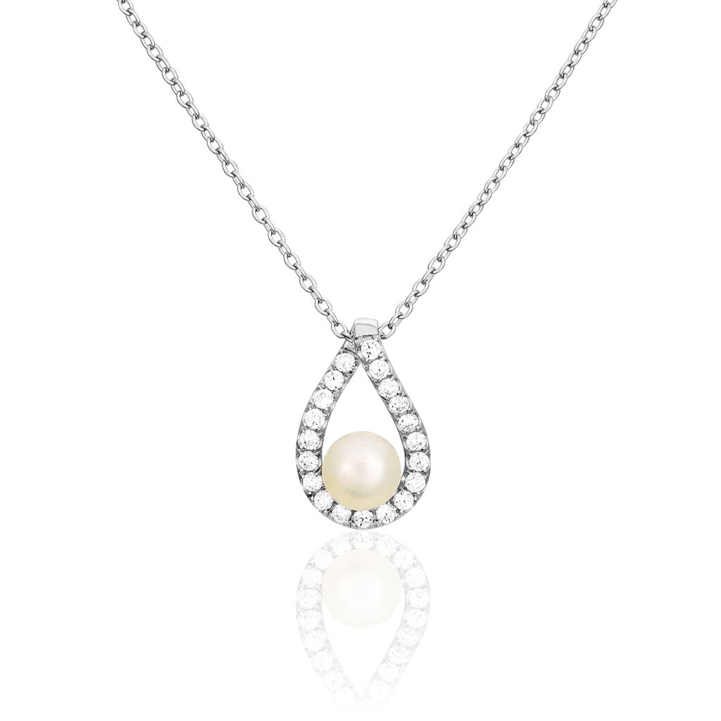 Collier Sohaliaae Argent Blanc Perle De Culture Et Oxyde De Zirconium - Colliers fantaisie Femme | Histoire d’Or