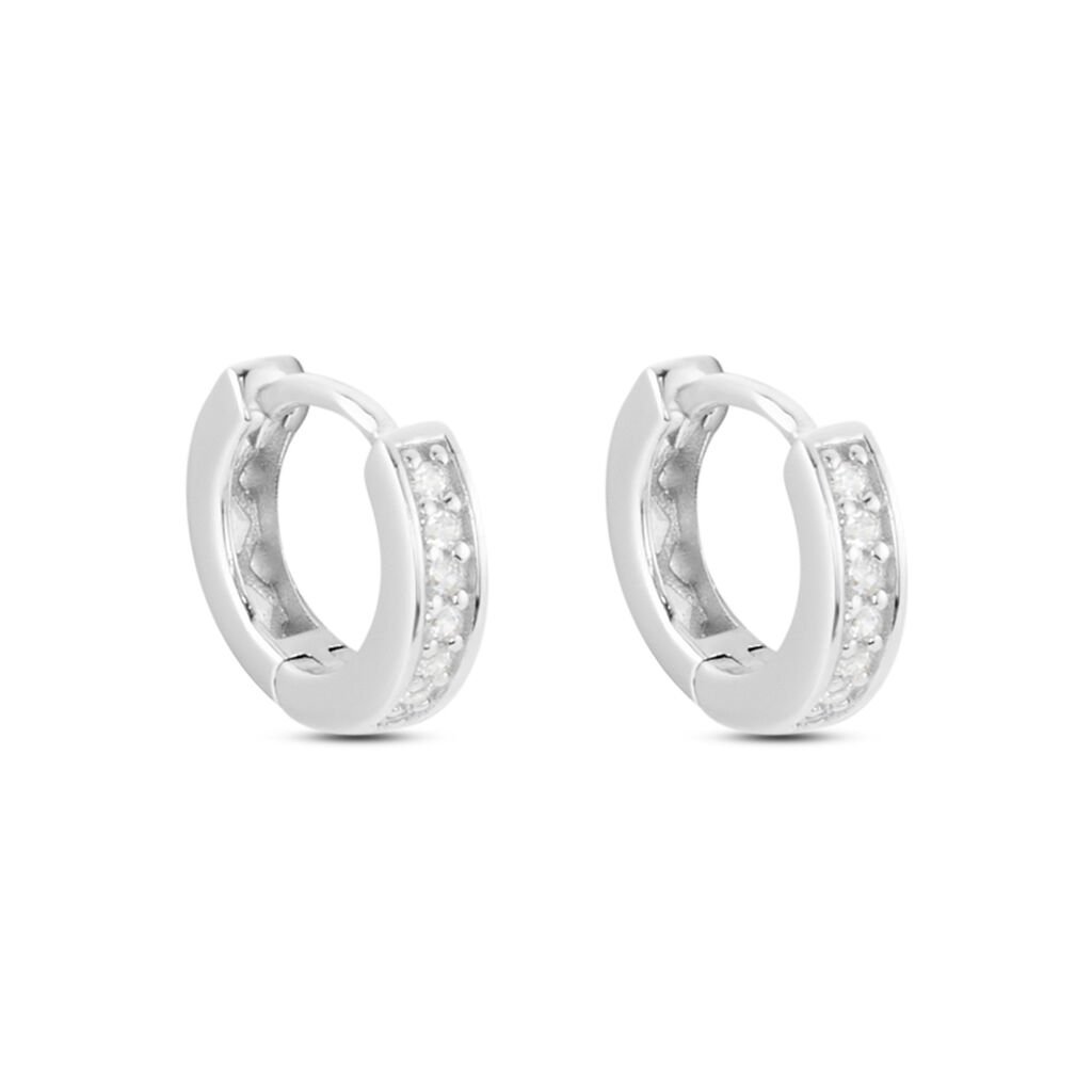 Créoles Alexa Argent Blanc Oxyde De Zirconium - Boucles d'oreilles créoles Femme | Histoire d’Or