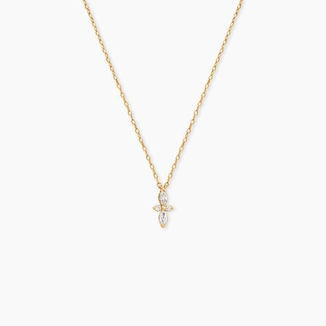 Collier Saint Or Jaune Diamant Synth&eacute;tique - Colliers Femme | Histoire d&rsquo;Or