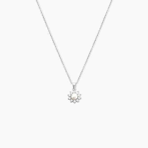 Collier Argent Blanc Cheri Perle De Culture Oxydes De Zirconium - Colliers fantaisie Femme | Histoire d&rsquo;Or
