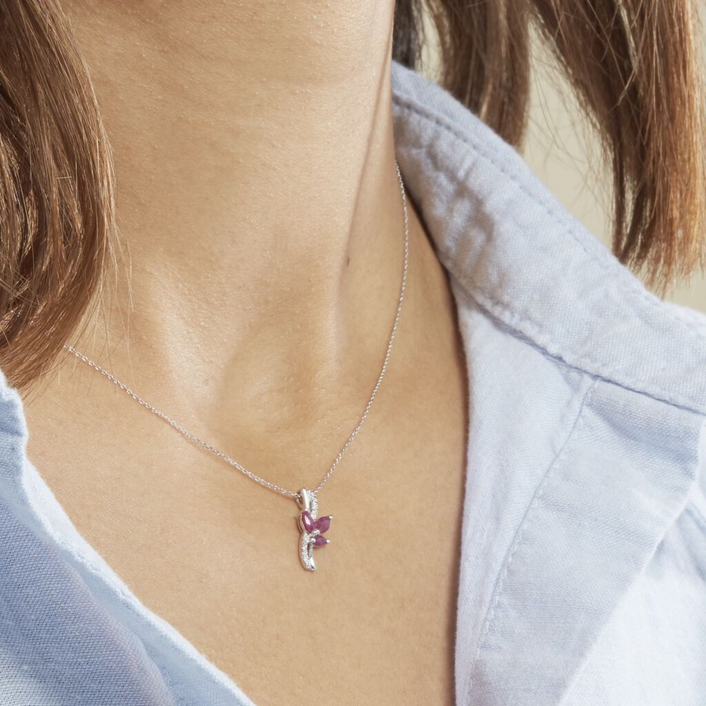 Collier Angie Or Blanc Diamant Et Rubis - Colliers Femme | Histoire d’Or