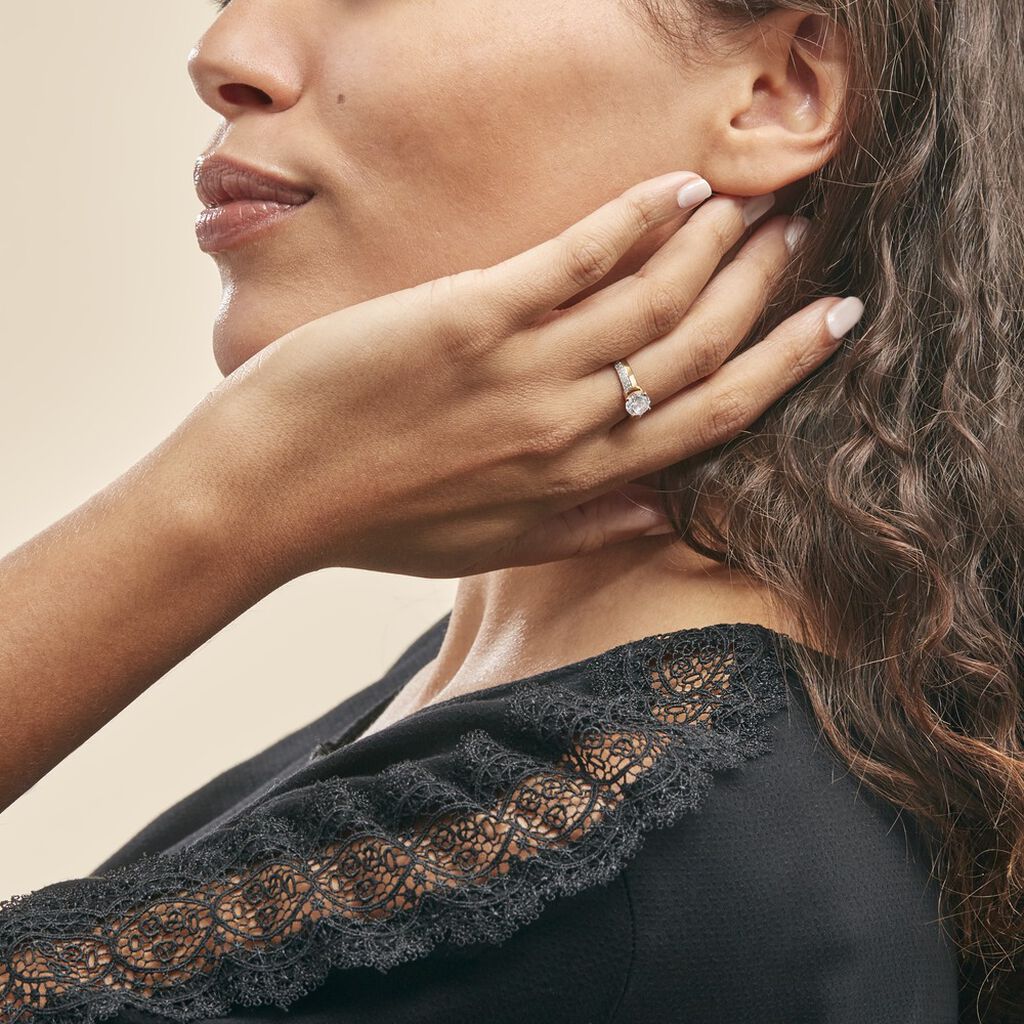 Bague Solitaire Messine Or Jaune Oxyde De Zirconium - Bagues solitaires Femme | Histoire d’Or