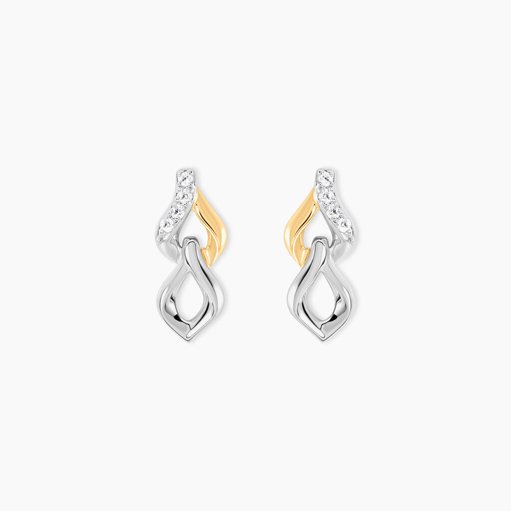 Boucles D'Oreilles Pendantes Or Jaune Argent Blanc Oxyde De Zirconium - Boucles d'oreilles pendantes Femme | Histoire d&rsquo;Or