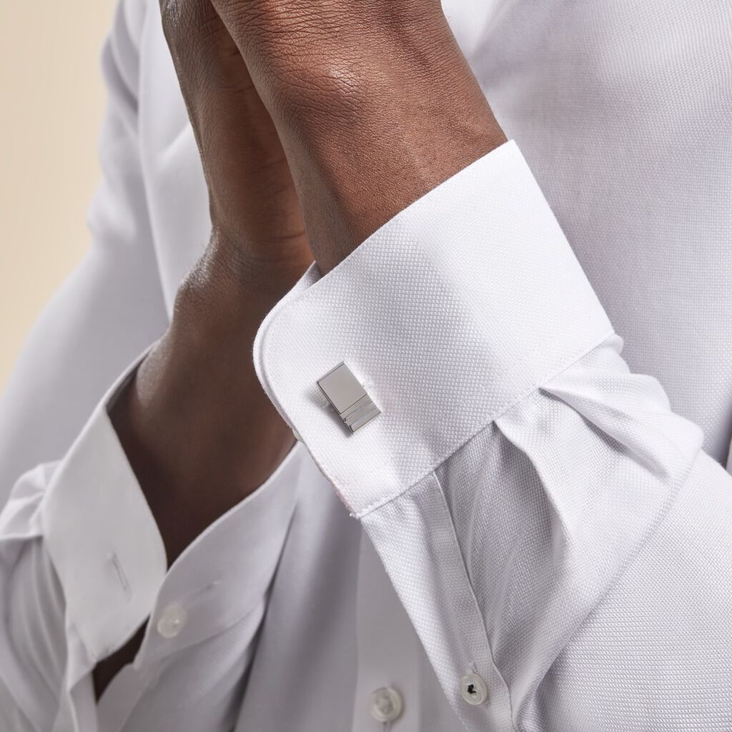Boutons De Manchette Acier Blanc Moritz - Boutons de manchette Homme | Histoire d’Or