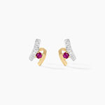 Boucles D'oreilles Puces Kirsten Or Jaune Rubis Et Diamant - Clous d'oreilles Femme | Histoire d&rsquo;Or
