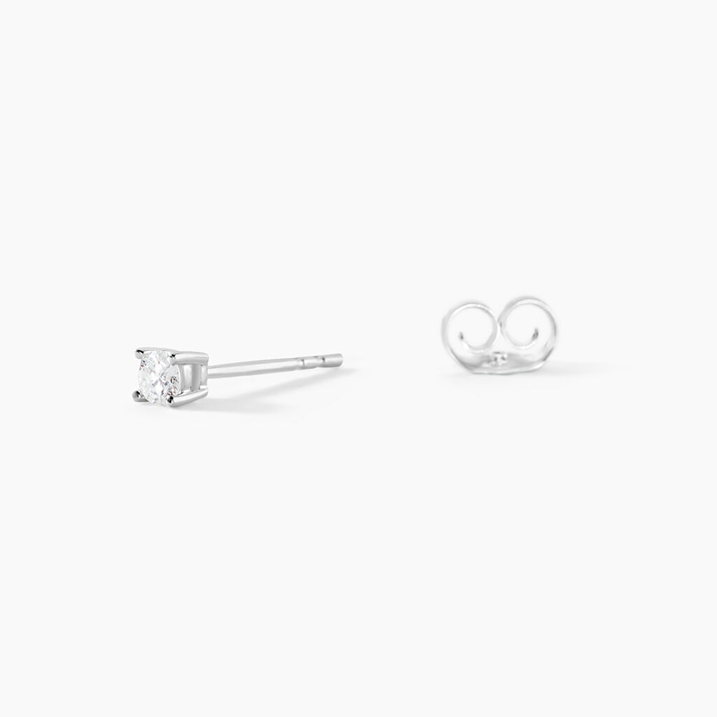 Boucle D'oreille Puce Unitaire Victoria Or Blanc Diamant - Clous d'oreilles Famille | Histoire d’Or