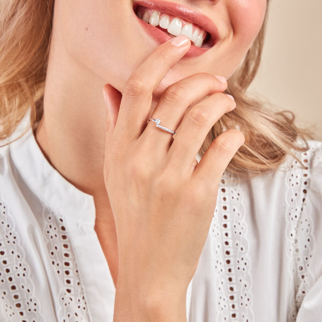 Bague Racheal Or Blanc Diamant Synthétique - Bagues solitaires Femme | Histoire d’Or