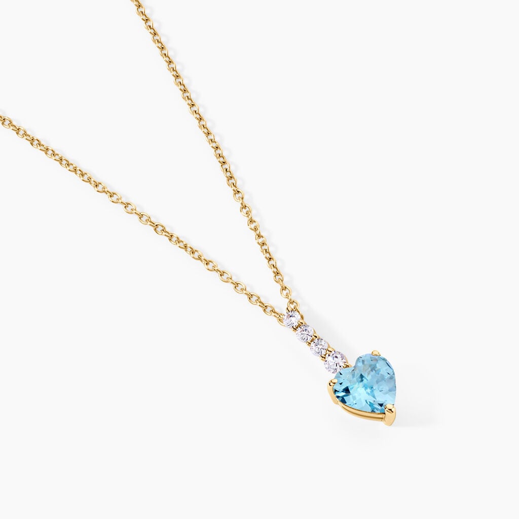 Collier Fany Argent Dor&eacute; A L'Or 750/1000 Topaze Oxyde De Zirconium - F&ecirc;te des m&egrave;res Femme | Histoire d&rsquo;Or