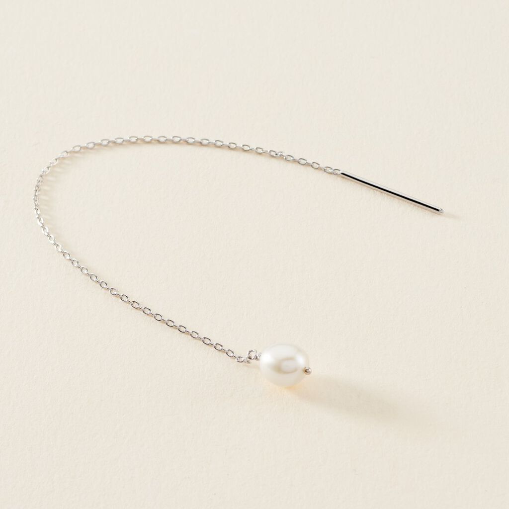 Boucles D'oreilles Pendantes Garance Argent Blanc Perle De Culture - Boucles d'oreilles fantaisie Femme | Histoire d’Or