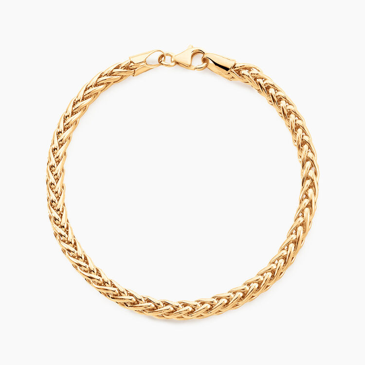 Bracelet Gourmette Maille Palmier En Or 18 Carats Jaune Et Gris - Superbe Bijou Occasion