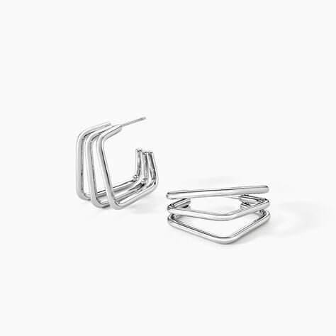 Cr&eacute;oles Stormie Acier Blanc - Boucles d'oreilles cr&eacute;oles Femme | Histoire d&rsquo;Or