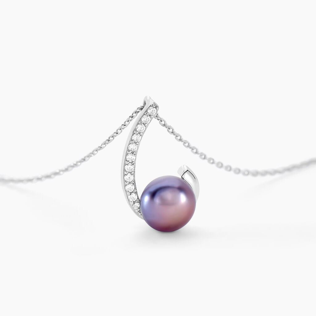 Collier Anais Or Blanc Perle De Culture Et Oxyde De Zirconium - Colliers Femme | Histoire d’Or
