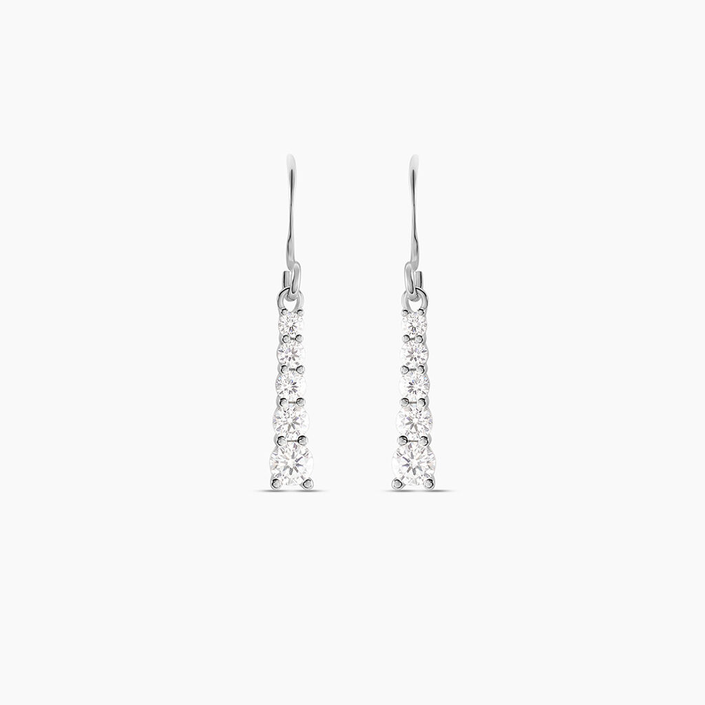 Boucles D'oreilles Pendantes Argent Blanc Henriet Oxyde De Zirconium - Boucles d'oreilles fantaisie Femme | Histoire d&rsquo;Or