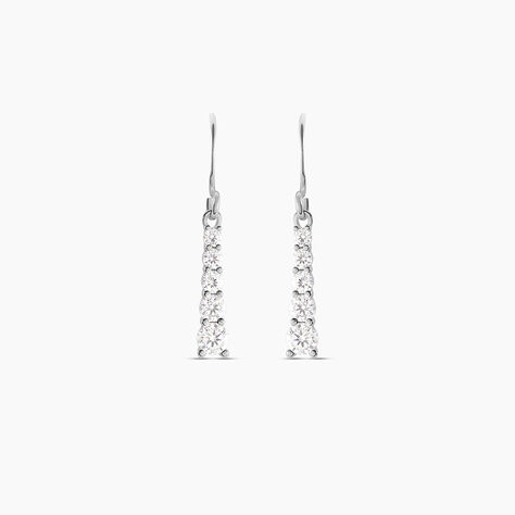 Boucles D'oreilles Pendantes Argent Blanc Henriet Oxyde De Zirconium - Boucles d'oreilles fantaisie Femme | Histoire d&rsquo;Or