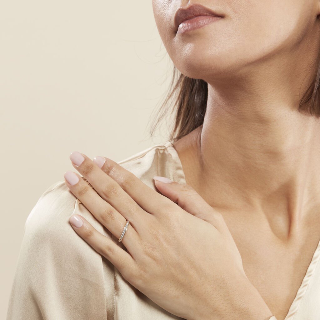 Alliance Grain De Folie Diamantee Ruban Plat Or Bicolore - Alliances Unisex | Histoire d’Or