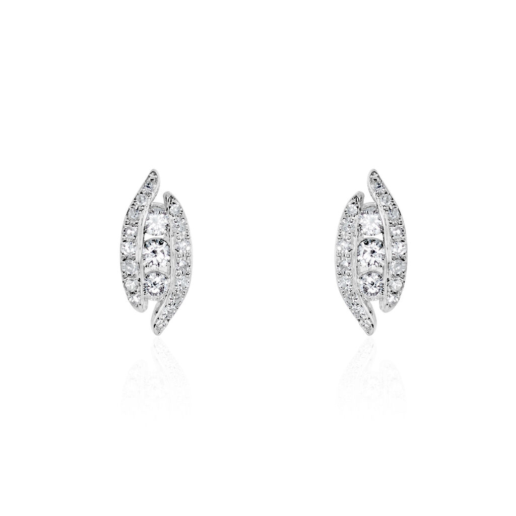 Boucles D'oreilles Puces Eternite Or Blanc Diamant - Clous d'oreilles Femme | Histoire d’Or