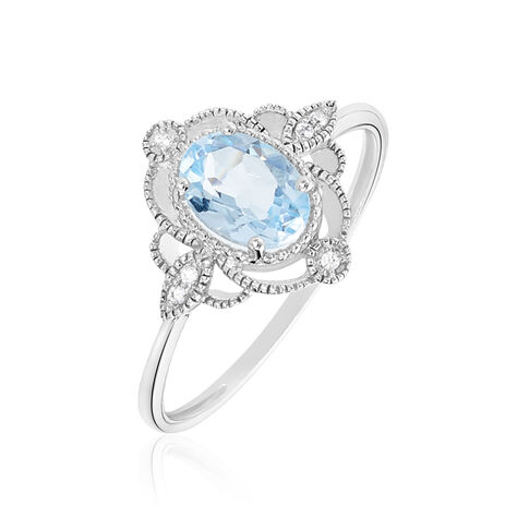 Bague Amance Or Blanc Topaze Et Oxyde De Zirconium - Bagues solitaires Femme | Histoire d&rsquo;Or