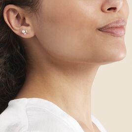 Boucles D'oreilles Puces Frigga Or Jaune Perle De Culture Et Oxyde - Boucles d'Oreilles Plume Femme | Histoire d’Or