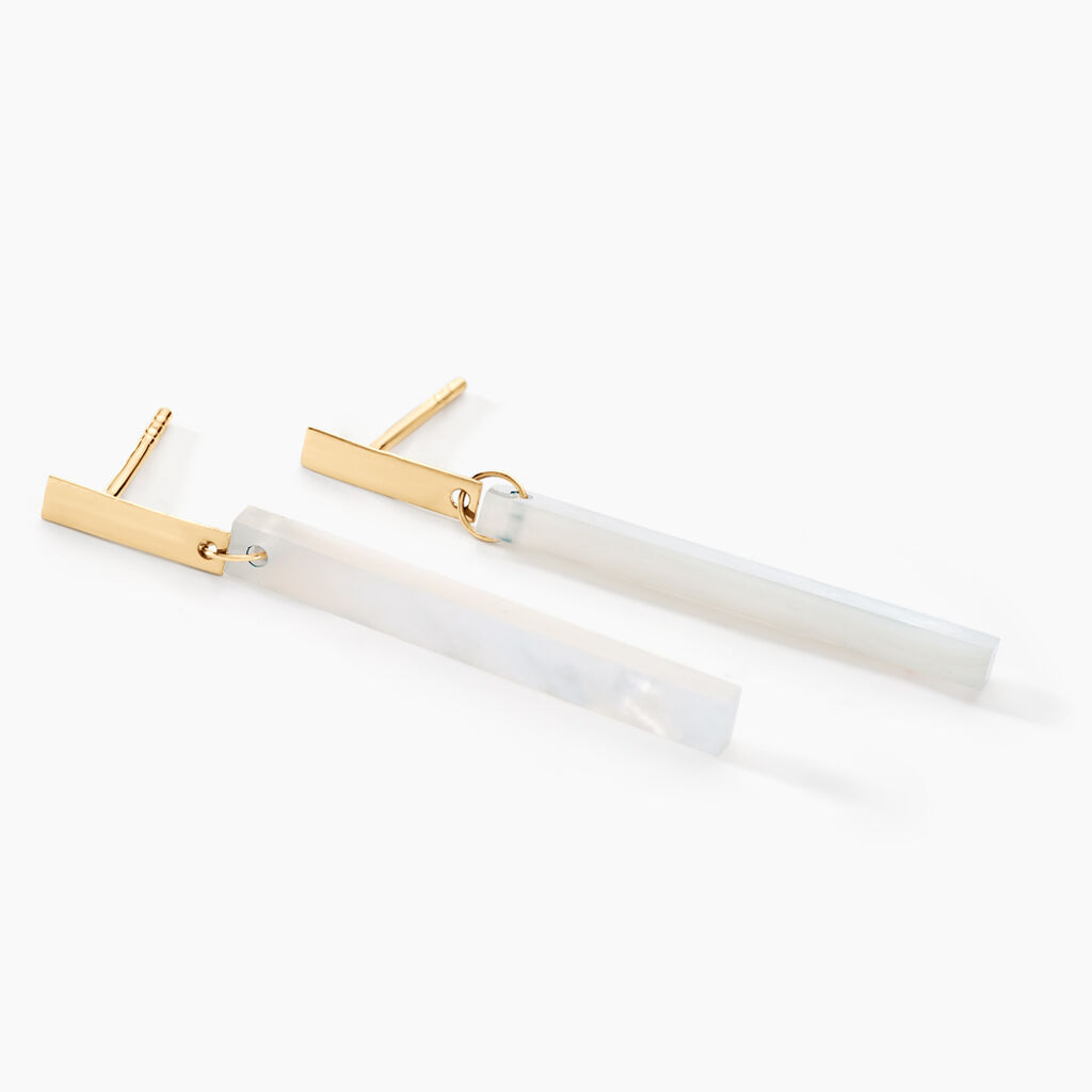 Boucles D'oreilles Pendantes Halcyone Or Jaune Nacre - Boucles d'oreilles pendantes Femme | Histoire d’Or