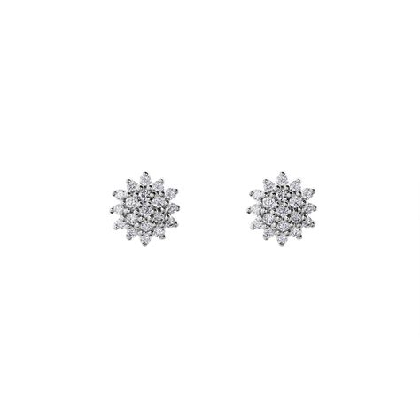 Boucles D'oreilles Puces Platine Alden Diamants - Clous d'oreilles Femme | Histoire d’Or