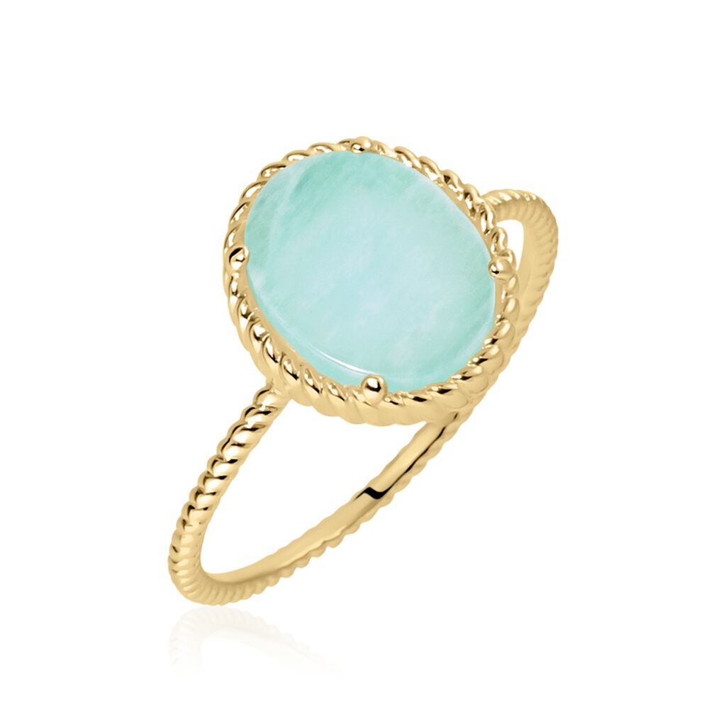 bague leeve plaquã© or jaune amazonite