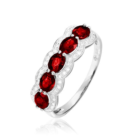 Bague Margaux Or Blanc Grenat Et Diamant - Bagues avec pierre Femme | Histoire d’Or