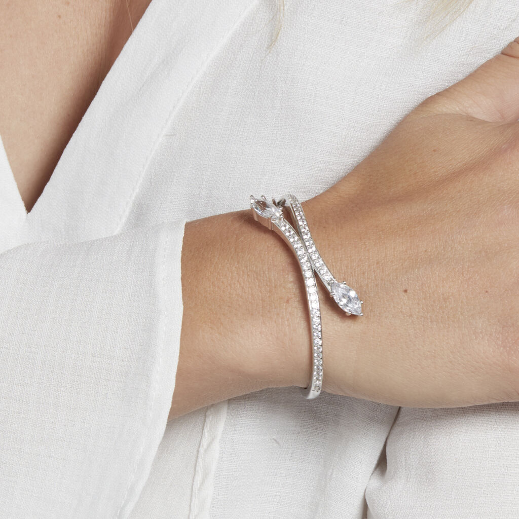 Bracelet Jonc Argent Nevarte Oxydes De Zirconium - Bracelets joncs Femme | Histoire d’Or