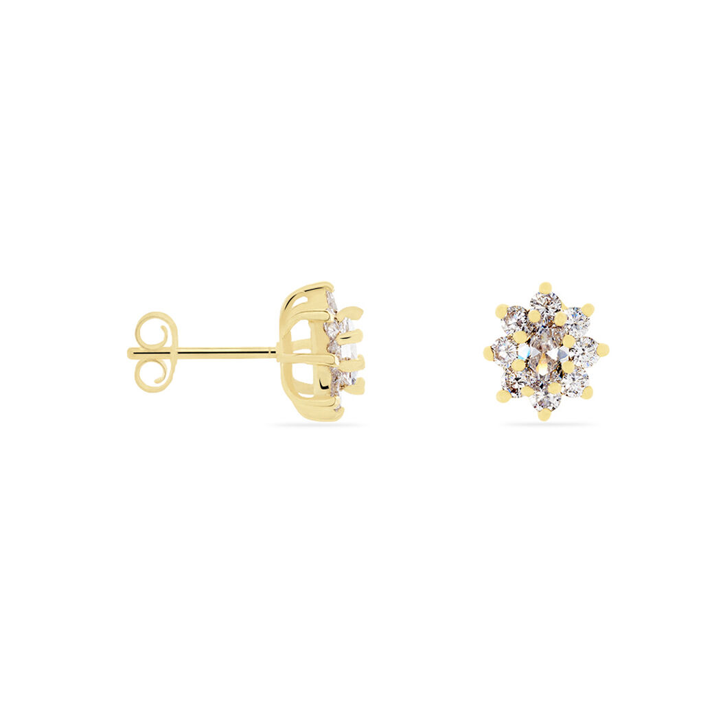Boucles D'oreilles Puces Lisea Plaqué Or Oxydes De Zirconium - Boucles d'oreilles fantaisie Femme | Histoire d’Or