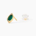 Boucles D'Oreilles Puces Lucky Gems Or Jaune Malachite Oxyde De Zirconium - Clous d'oreilles Femme | Histoire d&rsquo;Or