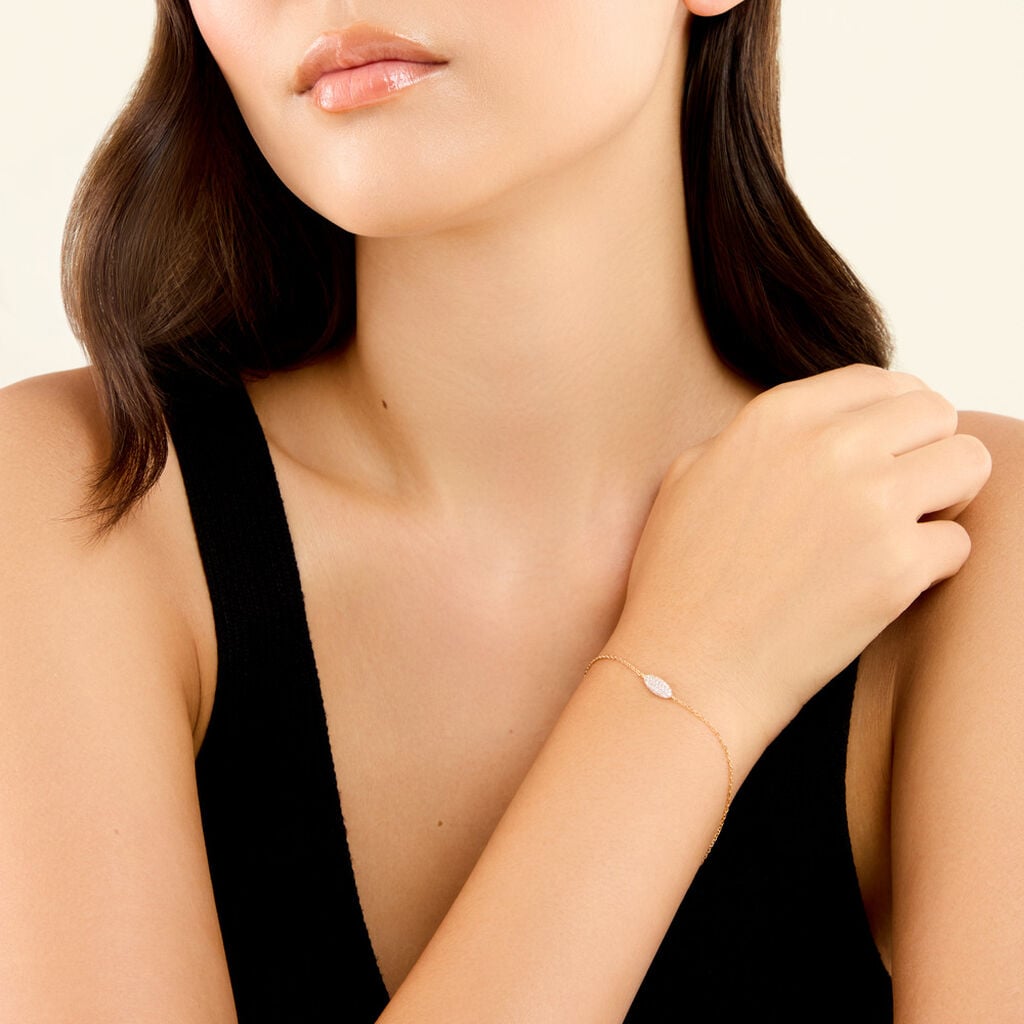Bracelet Shiny Bold Plaqu&eacute; Or Jaune Oxyde De Zirconium - Bracelets Pierre Femme | Histoire d&rsquo;Or