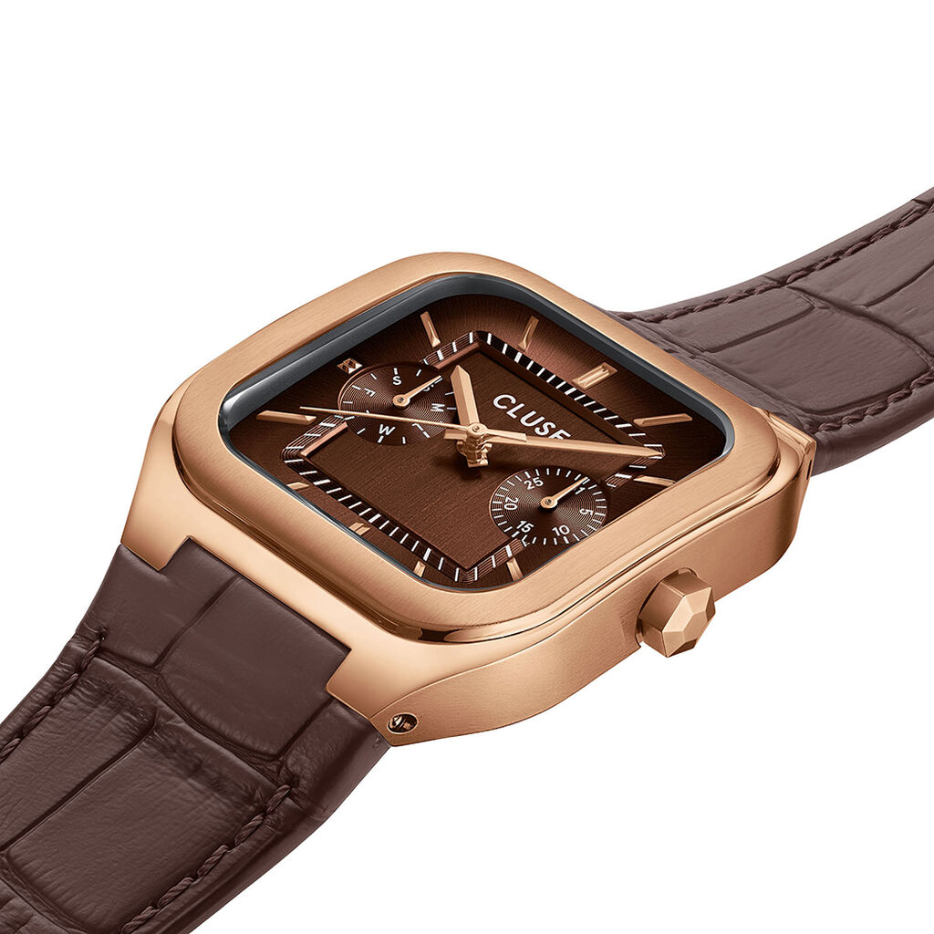 Montre Cluse Quadrus Multifonction Marron - Montres Homme | Histoire d&rsquo;Or