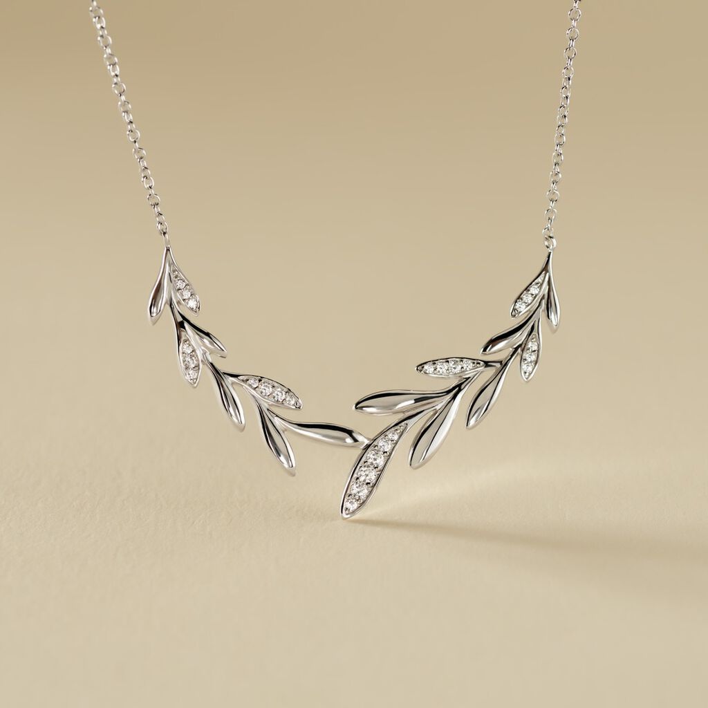 Collier Andeol Argent Blanc Oxyde De Zirconium - Colliers fantaisie Femme | Histoire d&rsquo;Or